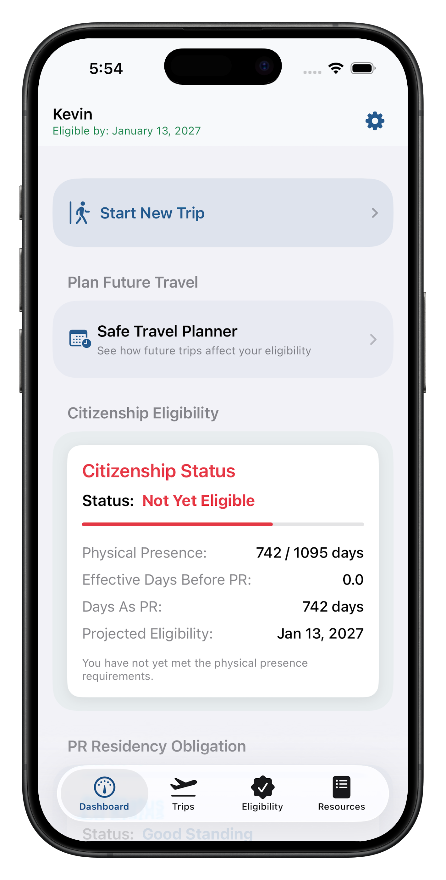Canadian Travel Tracker Dashboard Mockup